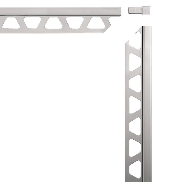 Firkantet Udv/indv hjørne 90gr børstet stål Q 80