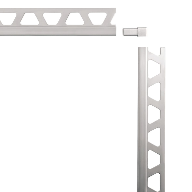 Firkantet Udv/indv hjørne 90gr børstet stål 11m