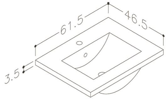 Padova porcelænsvask 610x460x35mm