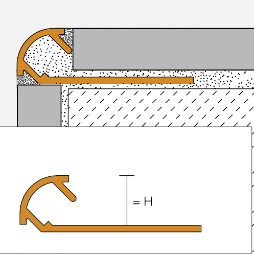 Buet hjørneprofil Alu Messing mat 10mm 250cm