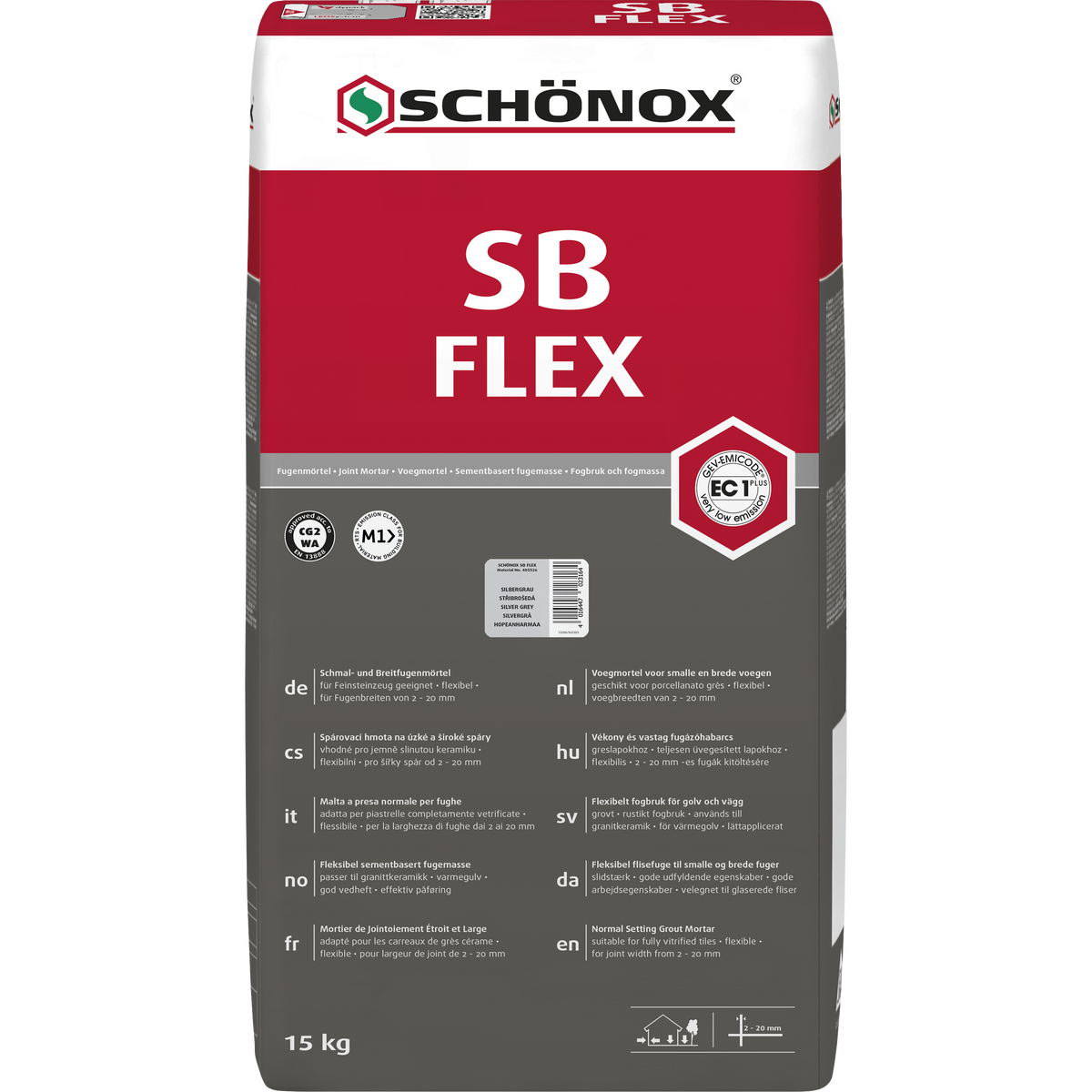 Schönox Fuge SB Flex Grå 15 kg