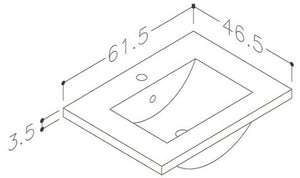 Padova porcelænsvask 610x460x35mm