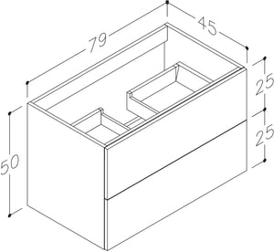 Parma vaskeskab 790x445mm grå bardolino