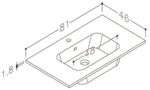 Padova porcelænsvask 810x460x35mm